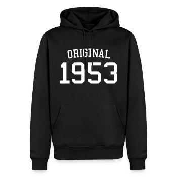 Original 1953 - 70 ans, cadeau de 70e anniversaire - Sweat à capuche Premium bio Homme - noir - Devant - Nico (187cm)