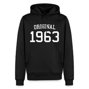 Original 1963, 60 ans, cadeau de 60e anniversaire - Sweat à capuche Premium bio Homme - noir - Devant - Nico (187cm)