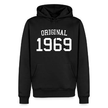 Original 1969 55e anniversaire hommes femmes 55 ans - Sweat à capuche Premium bio Homme - noir - Devant - Nico (187cm)