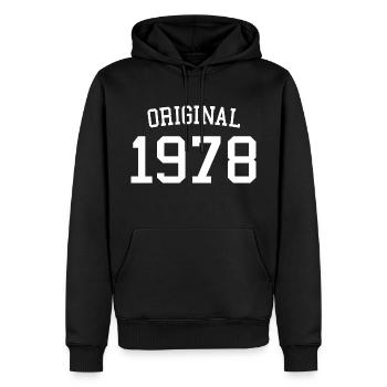 Original 1978 - 44 Jahre alt, Geschenk zum 44. Geburtstag - Männer Premium Bio Hoodie - Schwarz - Vorne - Nico (187cm)