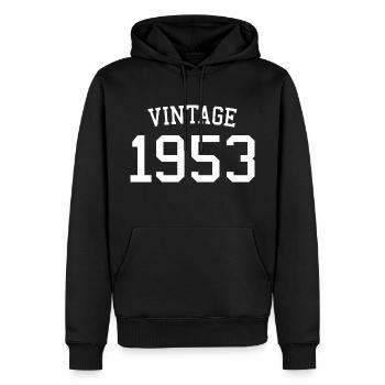 Millésime 1953 - 70 ans, cadeau 70e anniversaire - Sweat à capuche Premium bio Homme - noir - Devant - Nico (187cm)