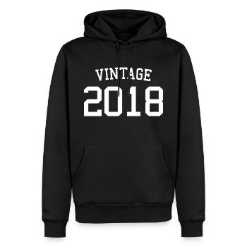 Millésime 2018 - 5 ans, 5ème anniversaire enfants - Sweat à capuche Premium bio Homme - noir - Devant - Nico (187cm)