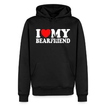 J'Aime Mon Petit Ami Ours - Sweat à capuche Premium bio Homme - noir - Devant - Nico (187cm)