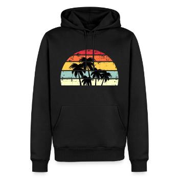Palm Retro Coucher de soleil - Sweat à capuche Premium bio Homme - noir - Devant - Nico (187cm)