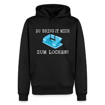 Du bringst mich zum lochen - Männer Premium Bio Hoodie - Schwarz - Vorne - Nico (187cm)