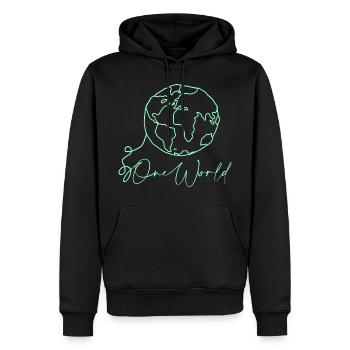 World - Men’s Premium Organic Hoodie - black - Front - Nico (187cm)