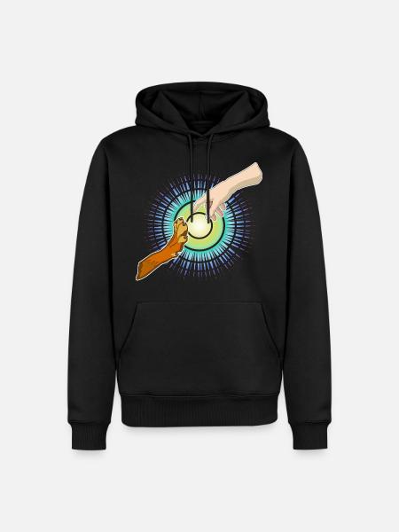 Hundepfote Menschenhand - Männer Premium Bio Hoodie - Schwarz