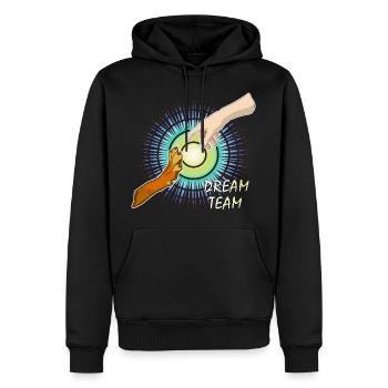 Hundepfote Menschenarm Dream Team - Männer Premium Bio Hoodie - Schwarz - Vorne - Nico (187cm)