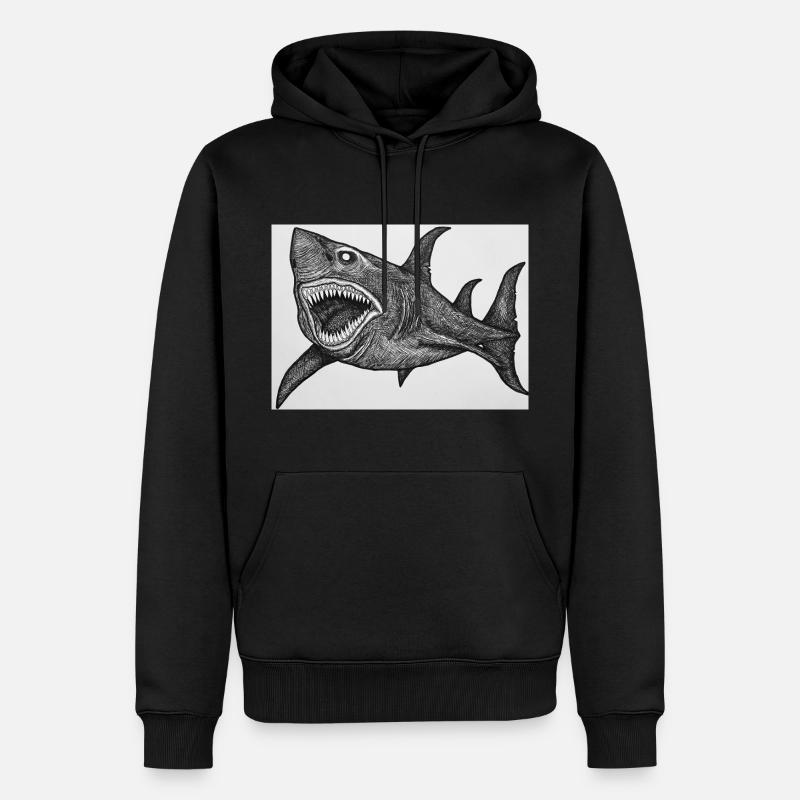 Dessin animé requin - Sweat à capuche Premium bio Homme - noir