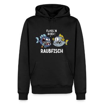 Raubfisch - Männer Premium Bio Hoodie - Schwarz - Vorne - Nico (187cm)