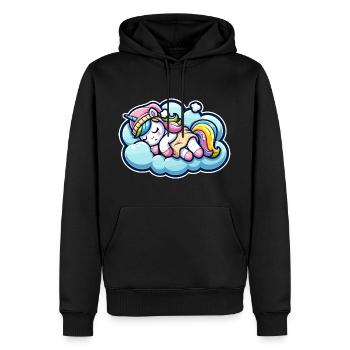 Licorne Licorne dormant sur un nuage moelleux - Sweat à capuche Premium bio Homme - noir - Devant - Nico (187cm)