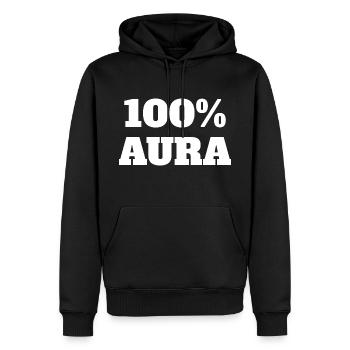 100% Aura Level Points Humour Meme Aura - Sweat à capuche Premium bio Homme - noir - Devant - Nico (187cm)