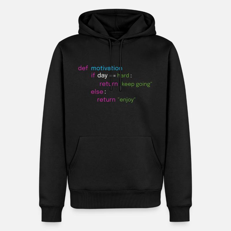 Motivierendes Coding Design - Männer Premium Bio Hoodie - Schwarz