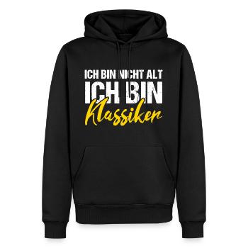 Ich bin nicht alt ich bin Klassiker - Männer Premium Bio Hoodie - Schwarz - Vorne - Nico (187cm)