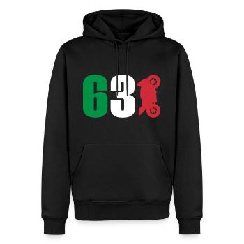 63 Moto Sport automobile Italie - Sweat à capuche Premium bio Homme - noir - Devant - Nico (187cm)