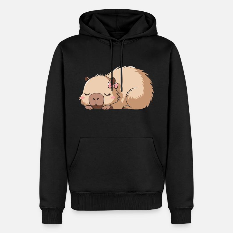 Süßes Capybara Rosa Schleife Capybara - Männer Premium Bio Hoodie - Schwarz