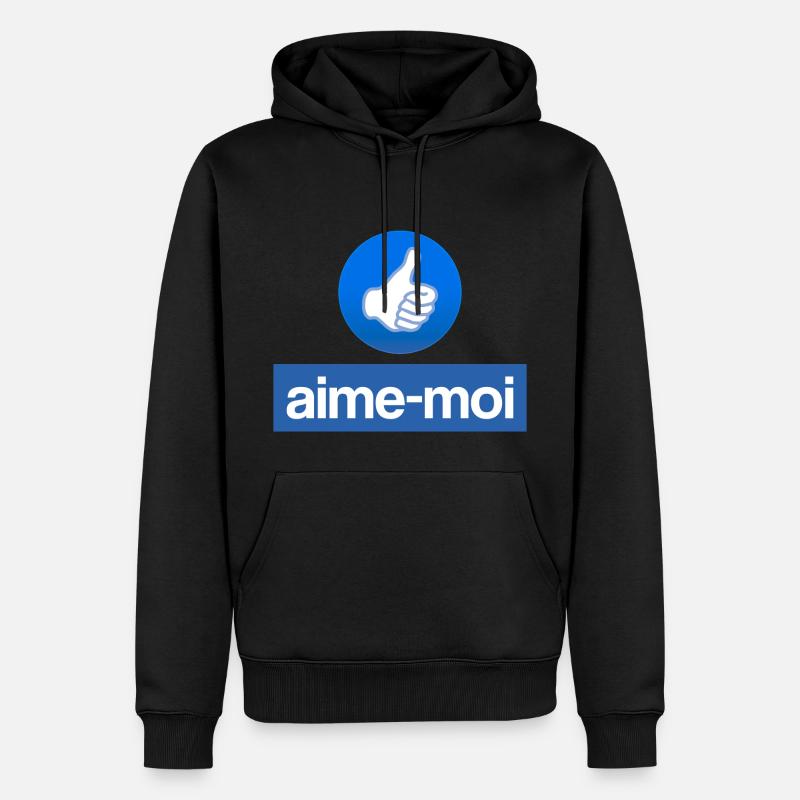 Aime-moi (lâche un pouce bleu !) - Sweat à capuche Premium bio Homme - noir