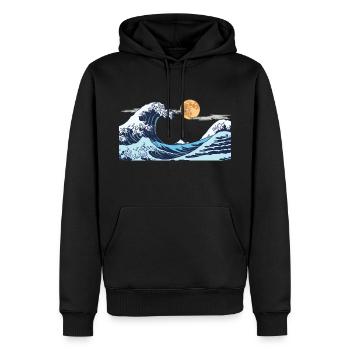 Kanagawa Waves Aesthetic Japanese Art Great Wave - Men’s Premium Organic Hoodie - black - Front - Nico (187cm)