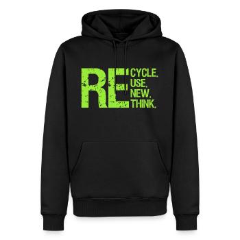Recycle Reuse Renew Rethink Earth Day Environment - Men’s Premium Organic Hoodie - black - Front - Nico (187cm)