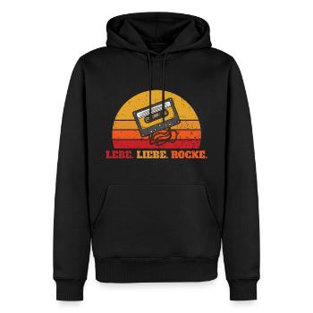 Lebe. Liebe. Rocke. - Männer Premium Bio Hoodie - Schwarz - Vorne - Nico (187cm)