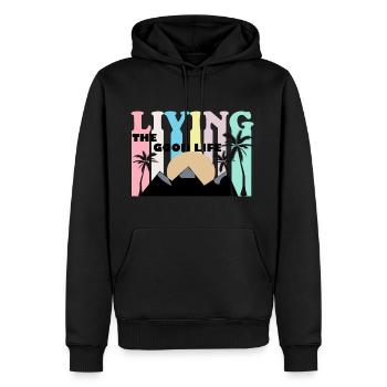Living the good Life - Summer - Men’s Premium Organic Hoodie - black - Front - Nico (187cm)