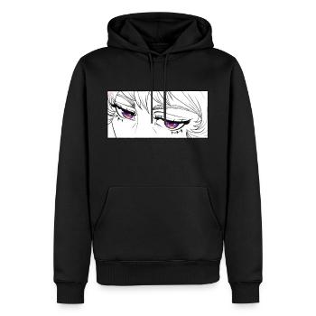 Manga Girl Lovely Eyes - Sweat à capuche Premium bio Homme - noir - Devant - Nico (187cm)