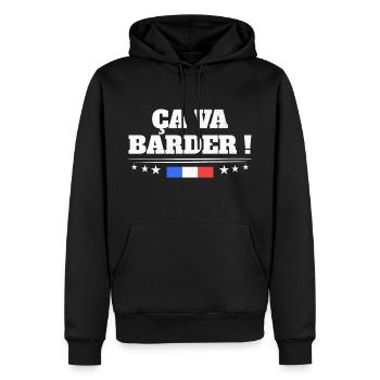 Ça Va Barder Drapeau Français Patriote France - Sweat à capuche Premium bio Homme - noir - Devant - Nico (187cm)