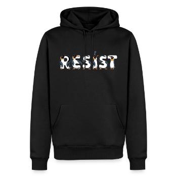 Penguin Protests Resistance Taxes - Men’s Premium Organic Hoodie - black - Front - Nico (187cm)