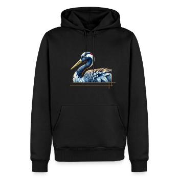 Eleganter Kran - Männer Premium Bio Hoodie - Schwarz - Vorne - Nico (187cm)