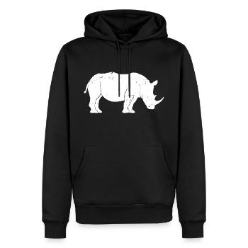 Rhino Sketch Rhinoceros Safari Wildtierliebhaber - Männer Premium Bio Hoodie - Schwarz - Vorne - Nico (187cm)