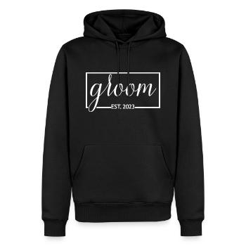 2023 Verlobungsgeschenk Hochzeit des Bräutigams - Männer Premium Bio Hoodie - Schwarz - Vorne - Nico (187cm)
