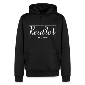 Realtor Est. 2023 Diplômé Étudiant en immobilier - Sweat à capuche Premium bio Homme - noir - Devant - Nico (187cm)