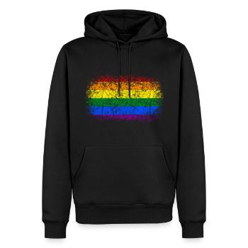 Regenbogenfahne Used Look - Männer Premium Bio Hoodie - Schwarz - Vorne - Nico (187cm)