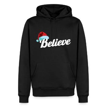 Chapeau de Père Noël Croyez au cadeau de fête de Noël - Sweat à capuche Premium bio Homme - noir - Devant - Nico (187cm)