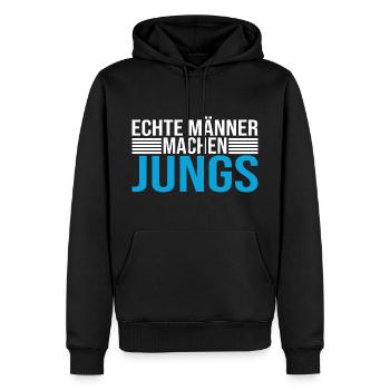 Echte Männer Machen Jungs - Männer Premium Bio Hoodie - Schwarz - Vorne - Nico (187cm)