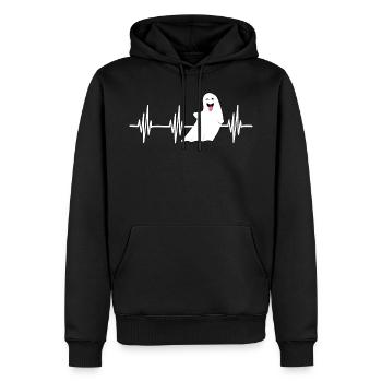 Fantôme de battement de coeur de Halloween - Sweat à capuche Premium bio Homme - noir - Devant - Nico (187cm)