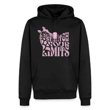 Limitless: The giraffe that strives higher! - Men’s Premium Organic Hoodie - black - Front - Nico (187cm)