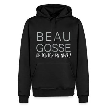 Tonton Beau Gosse C'est De Famille Cadeau Homme - Sweat à capuche Premium bio Homme - noir - Devant - Nico (187cm)