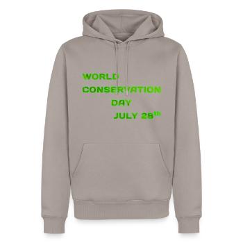 Weltnaturschutztag "grün" - Männer Premium Bio Hoodie - Taupe - Vorne - Nico (187cm)