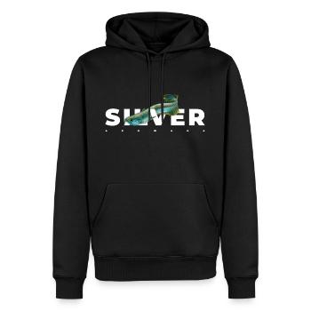 Silberner Arowana Monster Fischhüter - Männer Premium Bio Hoodie - Schwarz - Vorne - Nico (187cm)