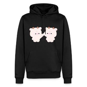Couple de vaches - Sweat à capuche Premium bio Homme - noir - Devant - Nico (187cm)