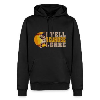 I Yell Because I Care Funny Softball Player - Men’s Premium Organic Hoodie - black - Front - Nico (187cm)