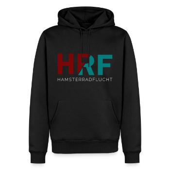 Hamsterradflucht - befreie Dich aus dem Hamsterrad - Männer Premium Bio Hoodie - Schwarz - Vorne - Nico (187cm)