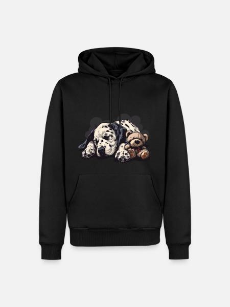 Sleeping Dalmatian with teddy bear - Men’s Premium Organic Hoodie - black