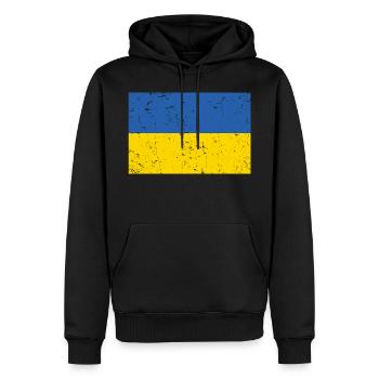 Drapeau de l’Ukraine en détresse - Sweat à capuche Premium bio Homme - noir - Devant - Nico (187cm)