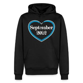 Geburtstermin September Junge Herz 2022 - Männer Premium Bio Hoodie - Schwarz - Vorne - Nico (187cm)