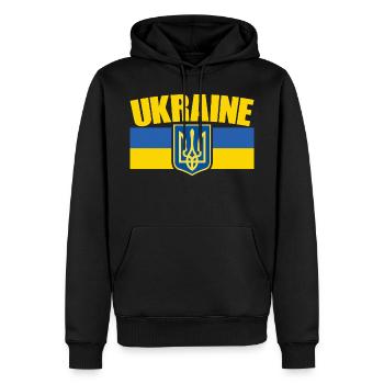 Ukraine Flagge Symbol - Flagge der Ukraine - Männer Premium Bio Hoodie - Schwarz - Vorne - Nico (187cm)
