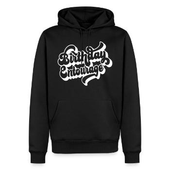 Anniversaire Entourage Matching Groupe Fête d’anniversaire - Sweat à capuche Premium bio Homme - noir - Devant - Nico (187cm)
