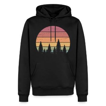 Retro Forest Mountains Randonnée Aventure en plein air - Sweat à capuche Premium bio Homme - noir - Devant - Nico (187cm)