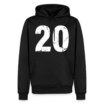 Cool Number 20 - 20 ans 20th Birthday Gift - Sweat à capuche Premium bio Homme - noir - Devant - Nico (187cm)
